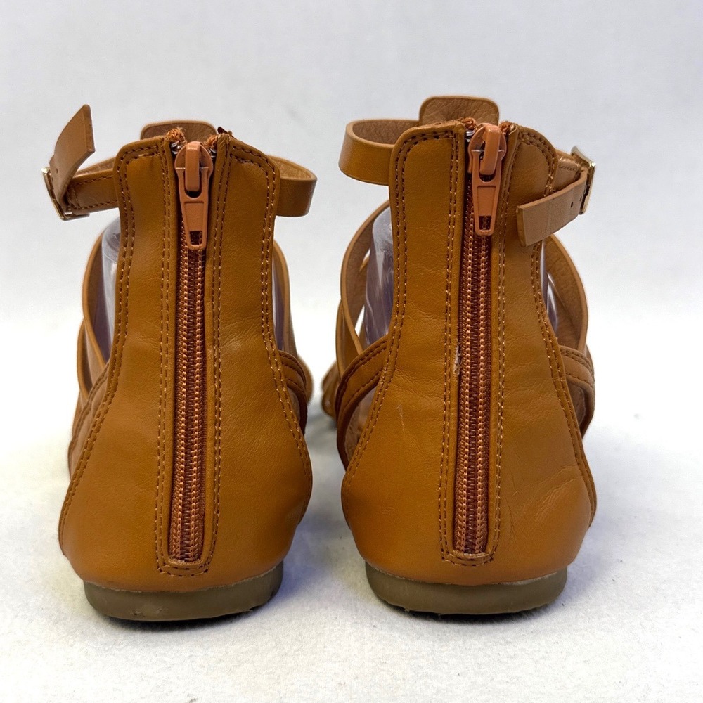 Trary Womens Tan Brown Strappy Gladiator Sandals Back Zip Flat Shoes Size 8 - Picture 3 of 8